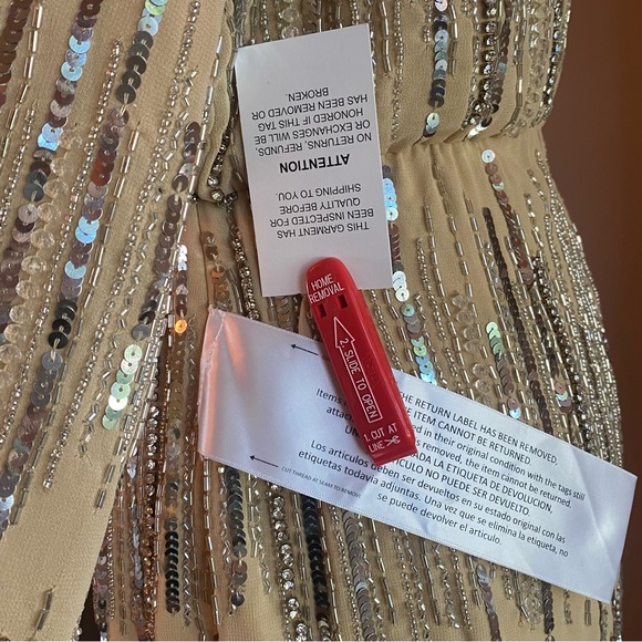 Ieena for Mac Duggal 10563 Long Sleeve Sparkle Beaded Sequin Surplice Romper NWT - Picture 8 of 12